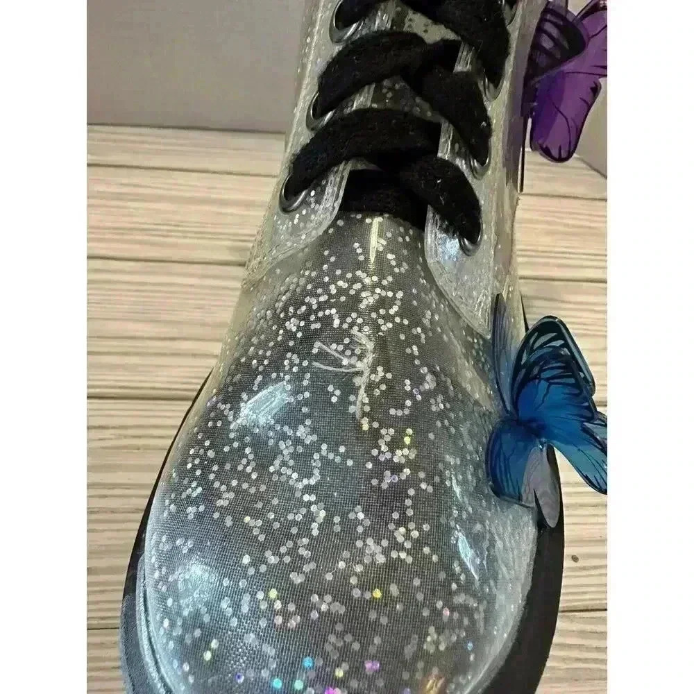 Dolls Kill Glitter Butterfly Platform Combat Boots - Multicolor - Picture 12 of 12